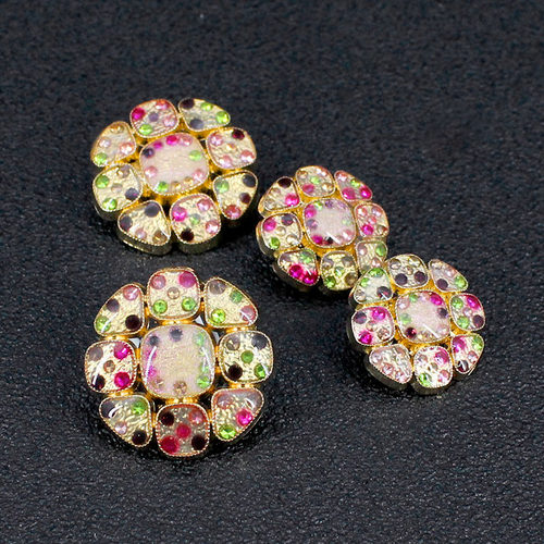 KOUCIY彩色复古扣子小香风毛衣外套轻奢高档质感纽扣金属手缝扣