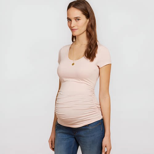 欧美孕妇夏上衣短袖潮辣妈针织衫