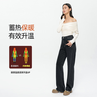 秋季新款酷恋妙龄炸街垂顺感显瘦宽松拖地裤女装牛仔长裤