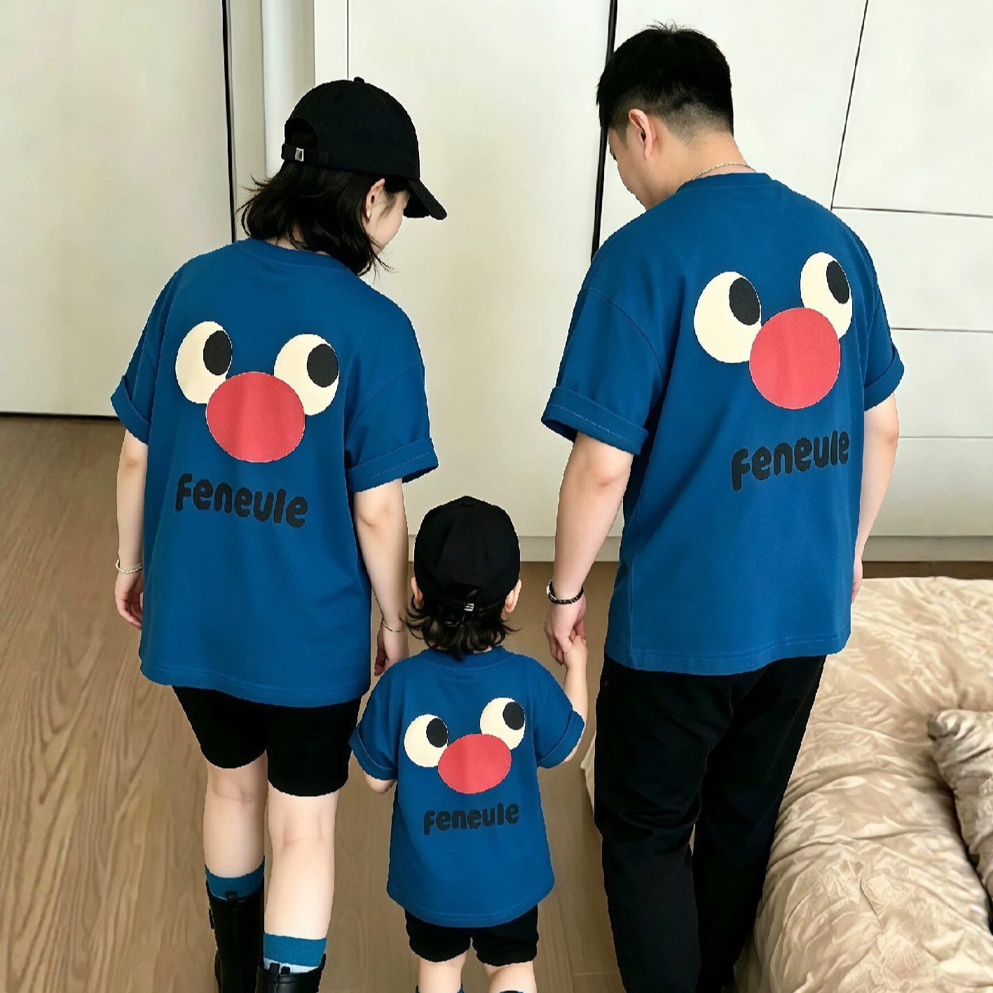 夏季纯棉卡通亲子短袖T恤套装