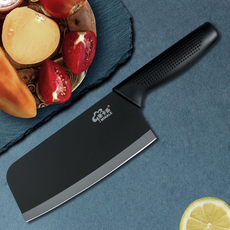 黑色不锈钢切片小菜刀水果刀套装或单支家用锋利切菜刀切肉片刀具