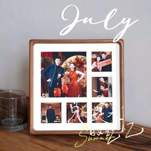 结婚登记照摆台实木成长相框高级感轻奢创意风木质高端九宫格多张