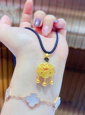 999足金吊坠24k黄金古法平安锁