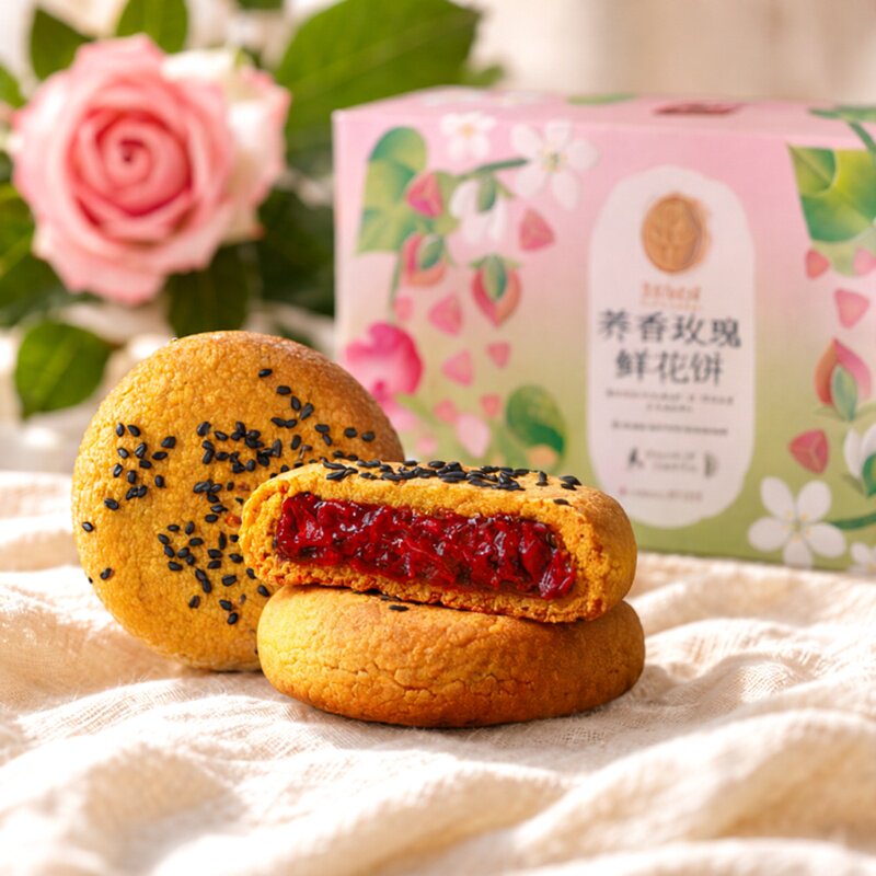 嘉华荞香玫瑰鲜饼300g云南玫瑰鲜花饼特产伴手礼糕点