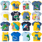 圆领衫 宝宝韩版 上衣半袖 top童装 儿童T恤卡通立体恐龙男童短袖