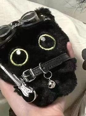 新款朋克风小黑猫玩偶挂件