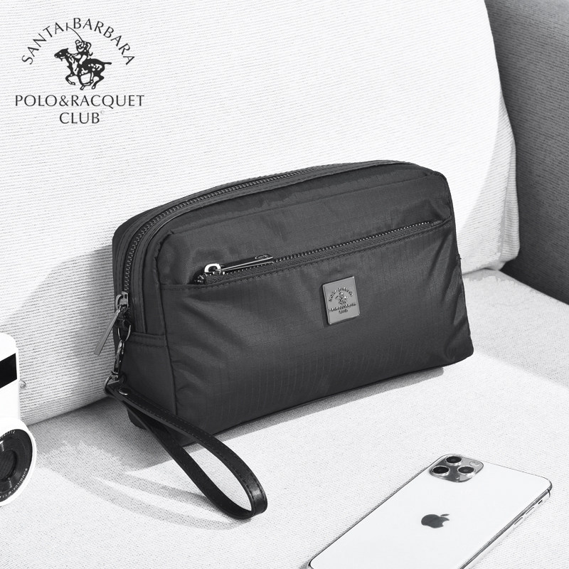 圣大保罗男士手包休闲大容量手拿包帆布手机包拉链轻便长款男士包