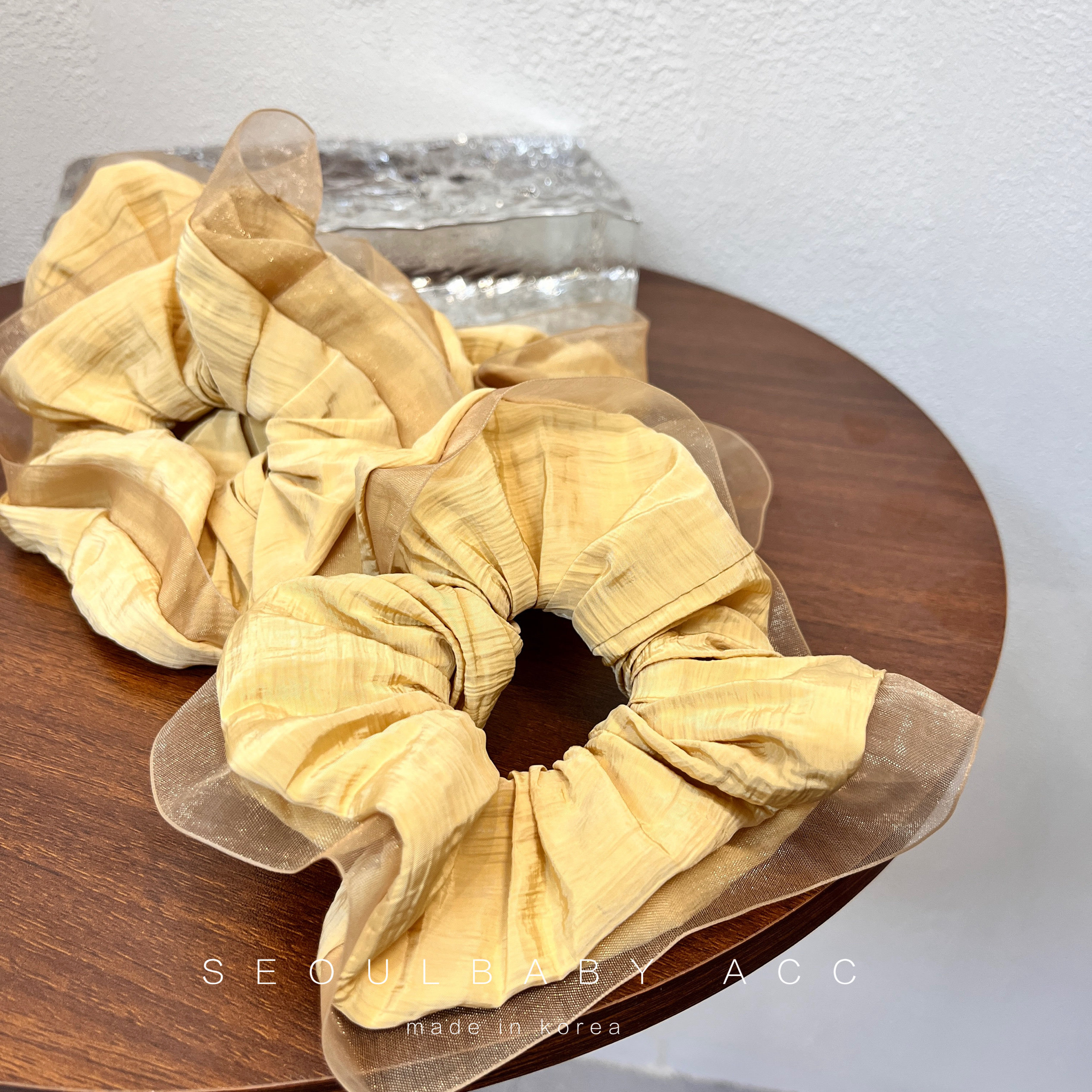 韩国进口新款褶皱纱纱发圈女头饰2025商场同款豆柜台阿家发饰