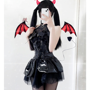 大佬cosplay用品小恶魔透视短裙纯欲伪娘制服套装 二次元 魅魔女装