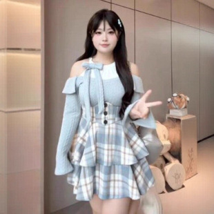 大佬 收腰褶皱包臀搭配短裙女装 大码 200斤性感伪娘连衣裙套装