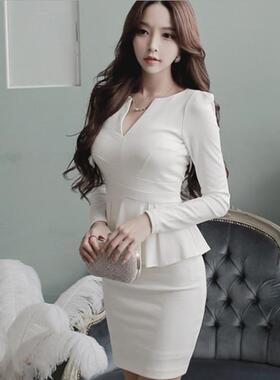 性感V领高端职业装 男扮女装男用包臀裙子男生OL紧身连衣裙初学者