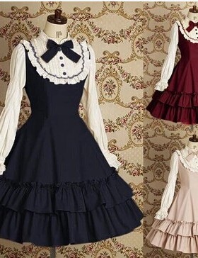 欧洲lolita洋装伪娘衣服女蕾丝男用cd变装长袖女装大佬反串连衣裙