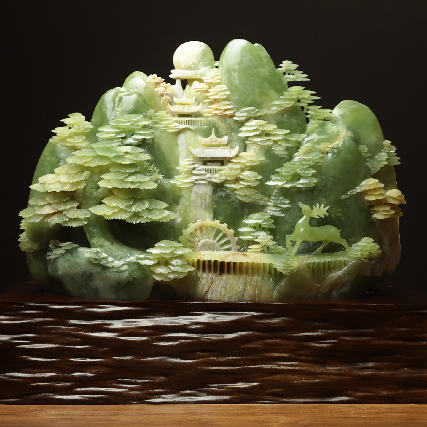 尚品美格天然玉石岫玉整料原色意境山水 玄关办公室大摆件 FA173