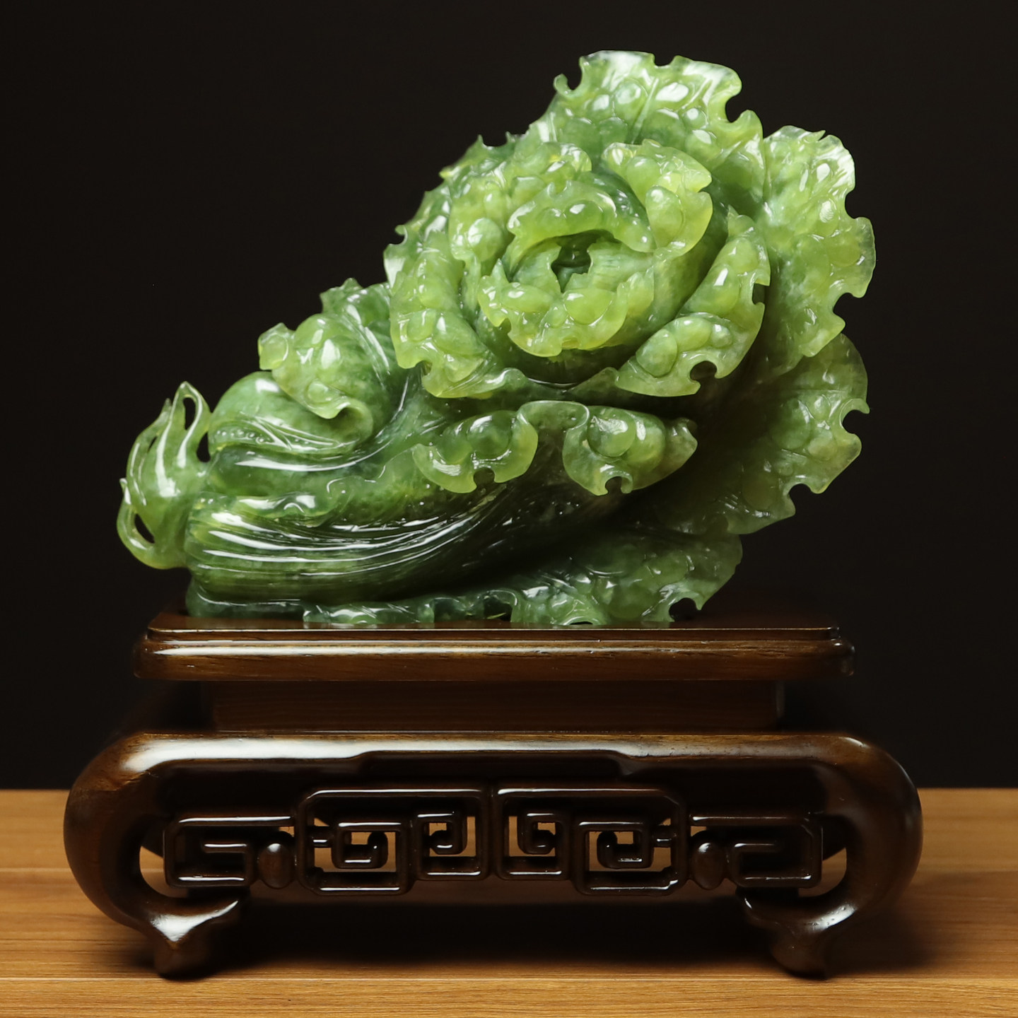 尚品美格 天然玉石岫玉桌面摆件 绿料原色招财白菜 开业礼品FA479
