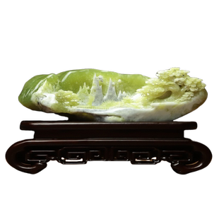 尚品美格 天然玉石摆件 岫玉原石原色精雕意境山景 步步登高DA988