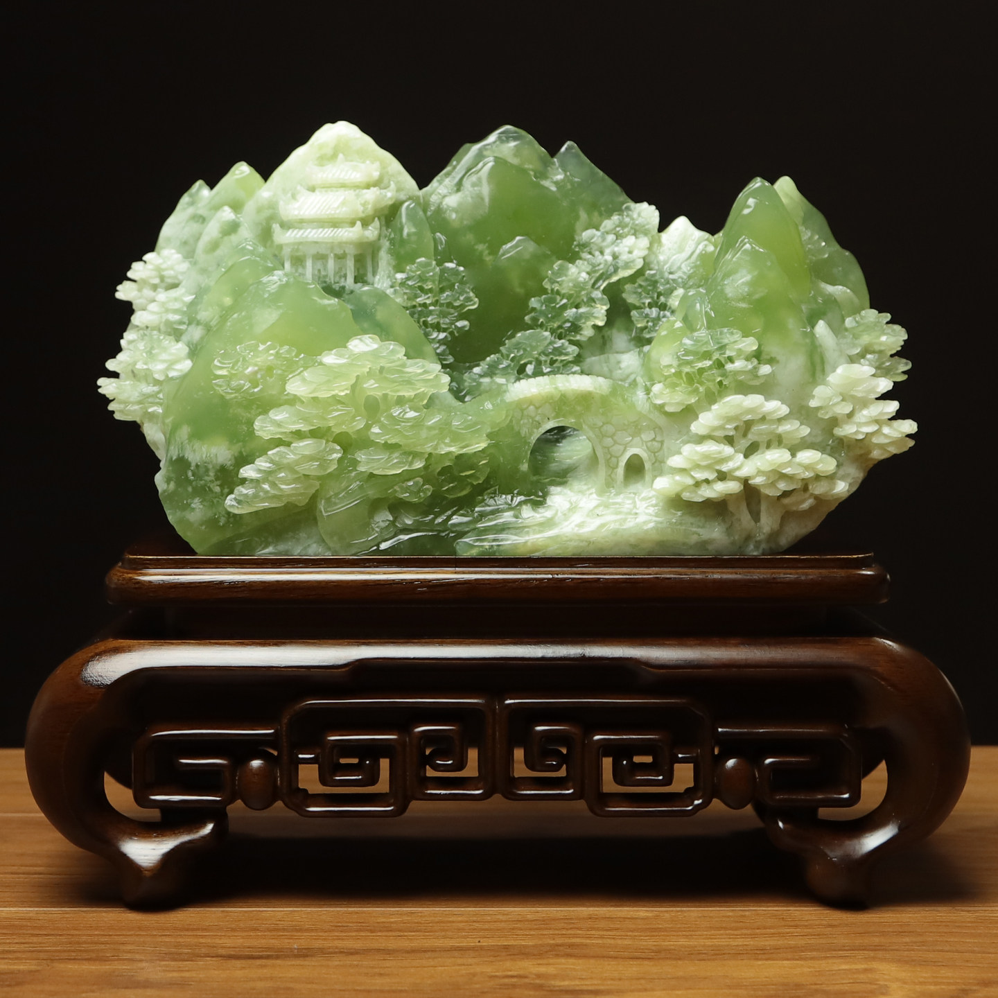 尚品美格 天然玉石岫玉玄关摆件 整料原色雕刻意境山水 礼品FA306