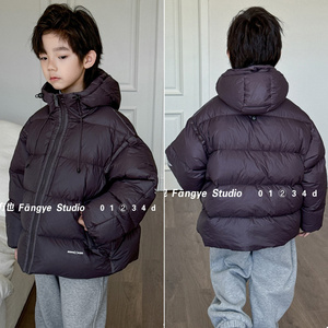 品牌童装2023冬季儿童连帽羽绒服面包服中大童90白鸭绒外套23797