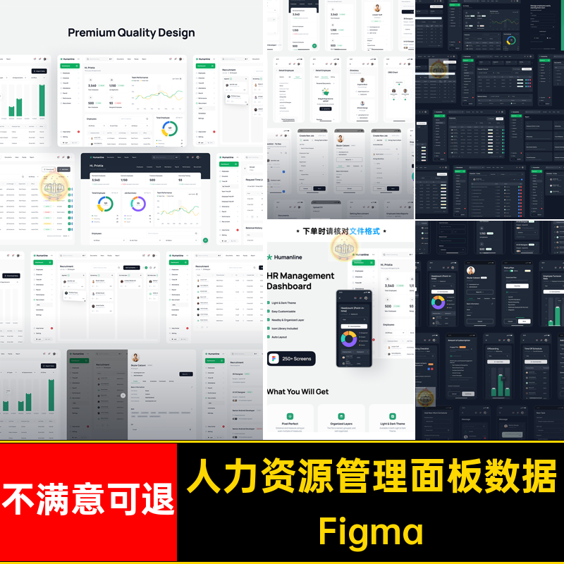 人力资源管理面板后台Figma模板FigmaFigmaFigma可视化UI数据套件