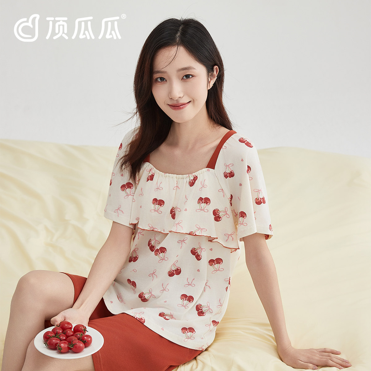 顶瓜瓜女夏季短袖短裤家居服套装