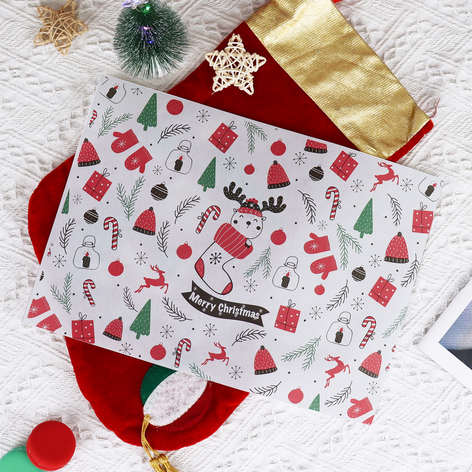 焙彤圣诞节汉堡毛巾卷食品垫盘纸