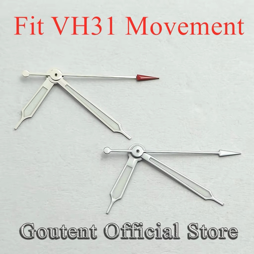 夜光手表表针银色黑色白油适合VH31机芯