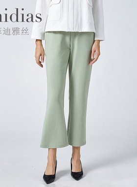 Phidias黑色阔腿裤女春秋松紧腰垂感宽松直筒卫裤子显瘦红色长裤