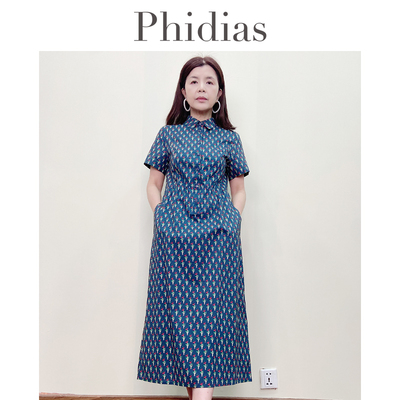 Phidias薄款甜美碎花裙子2026年夏季新款收腰显瘦气质短袖连衣裙