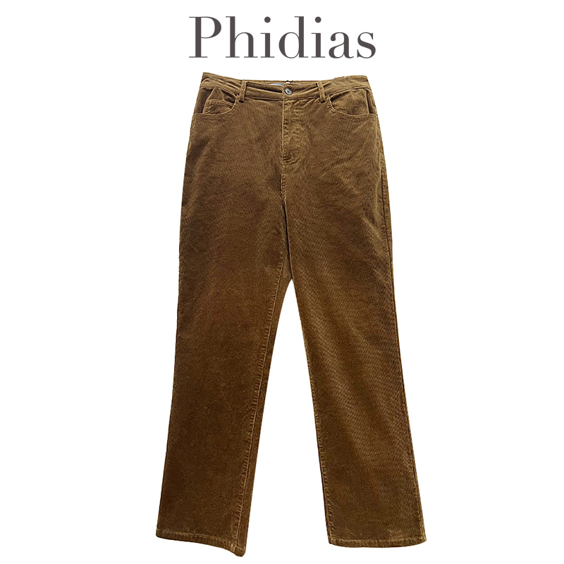 Phidias灯芯绒休闲裤女秋冬季2025新款商场同款高腰收腰显瘦裤子