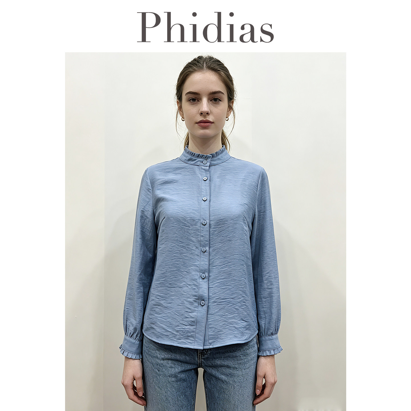 Phidias2026年新款长袖纯色衬衫女夏季新款修身百搭通勤衬衣上衣