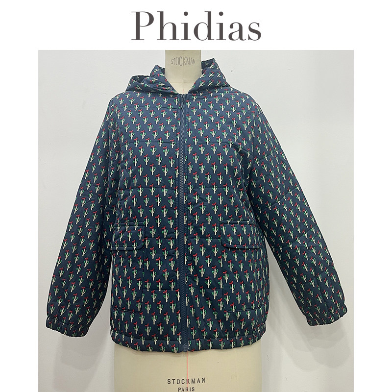 Phidias短款棉服女2025冬季新款宽松大码女装田园风连帽长袖棉衣