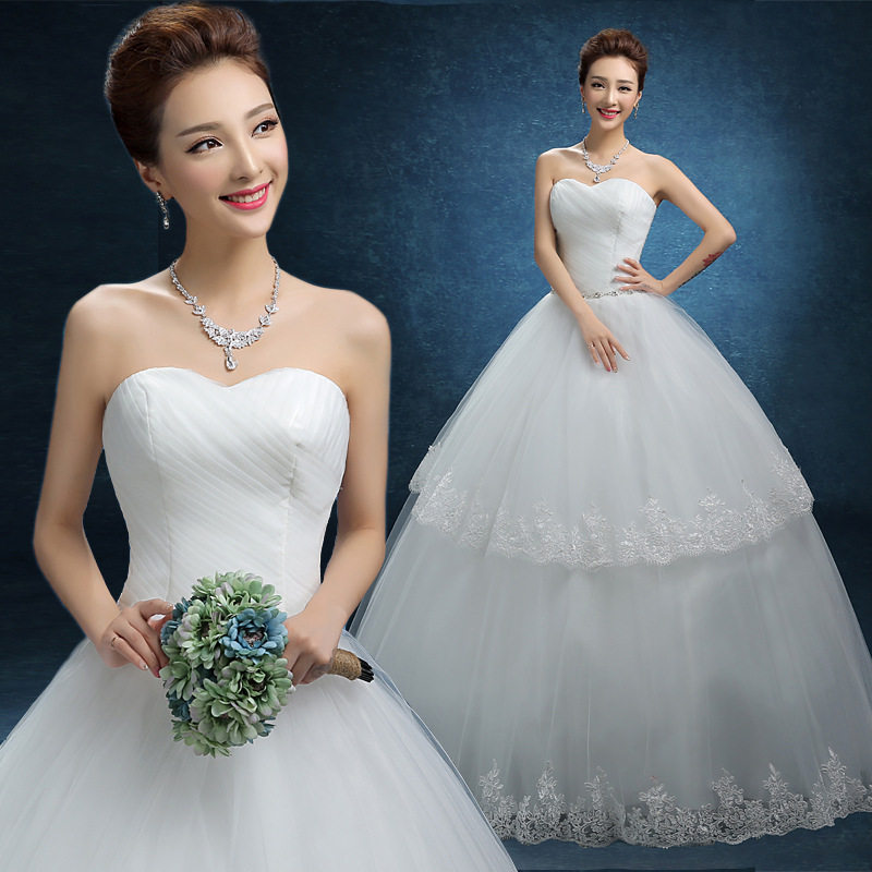 花边腰间镶钻白色抹胸婚纱 显瘦齐地蕾丝公主F242019新款韩式夏|msdalam kategori Butik wanita / wanita, perkahwinan/Cheongsam/pakaian, perkahwinan - dari Buy2taobao.com untuk memberikan perkhidmatan ejen Taobao profesional membeli