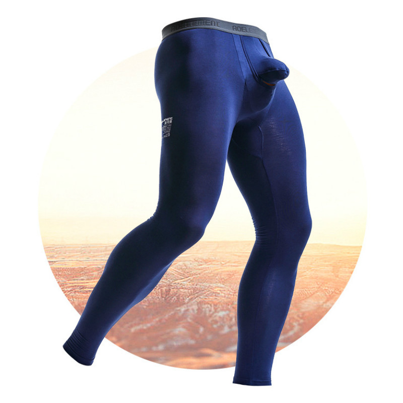 潮男性感枪弹分离打底裤薄款保暖内裤弹力紧身打底长裤莫代尔秋裤