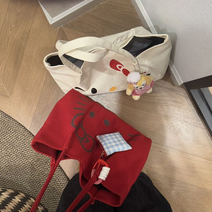 大容量新款帆布包HelloKitty托特可爱学生斜挎ins单肩手提通勤包