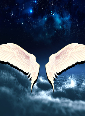 壁纸夜空天使翅膀墙画设计定制