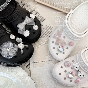 「粉泪」少女白 娇粉洞洞鞋通用鞋花鞋扣适配卡洛驰crocs鞋面装饰