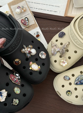 洞洞鞋花复古高级适配crocs鞋扣