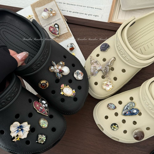 洞洞鞋花复古高级适配crocs鞋扣