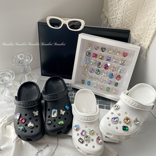 千金感彩钻洞洞鞋鞋花适配卡骆驰