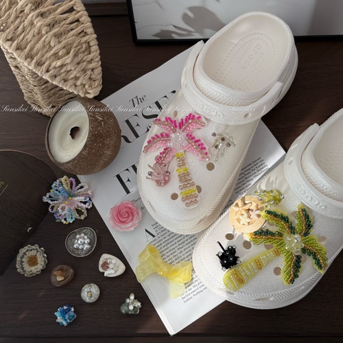 diy夏日海滩洞洞鞋鞋花适配Crocs
