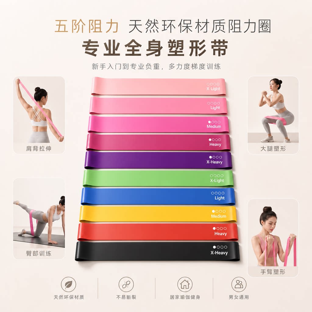 瑜伽健身弹力带开肩美背瘦腿阻力带燃脂瘦身环形美臀圈塑形拉力片