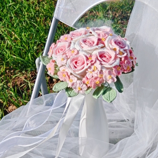 雪妃尔韩系清新新娘手捧花手工编织diy花束钩织材料包结婚礼物