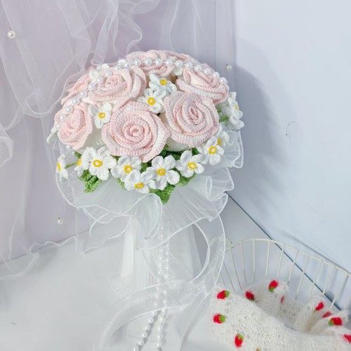 成品新娘手捧花永生花玫瑰DIY