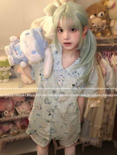 盖式茵熊【暴力熊泛用兔】夏季棉短袖睡衣卡通外穿家居服水色套装