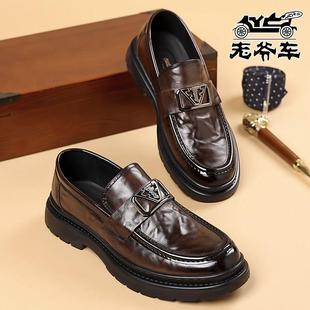 2025春季 休闲真皮透气脚蹬英伦厚底皮鞋 新款 正装 男 男士 老爷车男鞋