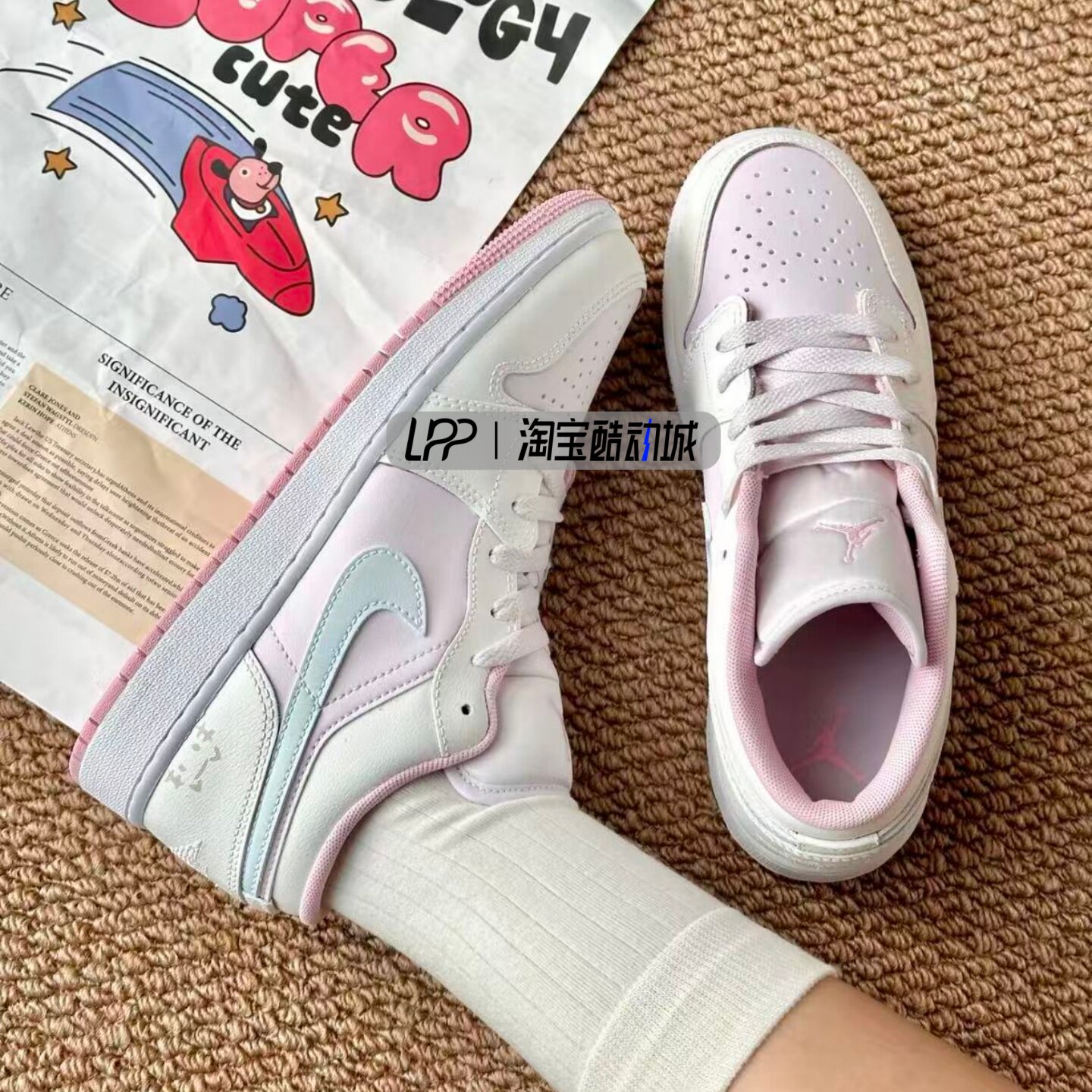 LPP定制球鞋  Air Jordan 1 月亮回响 少女 清新 可爱 低帮篮球鞋