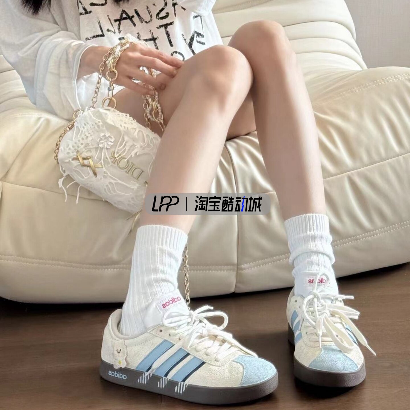 LPP定制球鞋 adidas neo VL Court 西高地 低帮板鞋 男女同款黄蓝