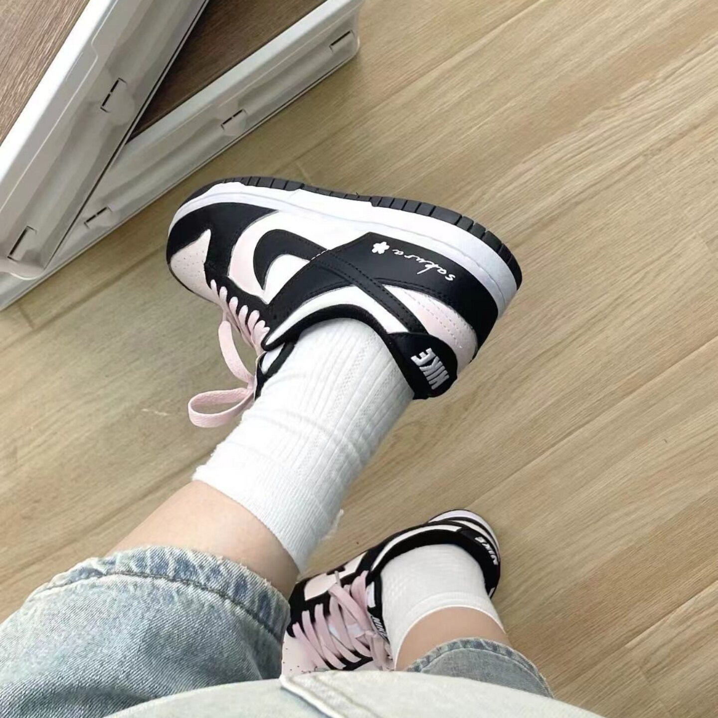LPP定制球鞋 Nike Dunk 富士山芝樱 熊猫 低帮板鞋 男女同款 黑粉