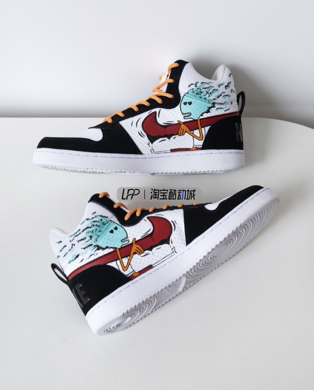 LPP定制球鞋 Nike Court Borough 美式街头涂鸦摇滚嘻哈中帮板鞋