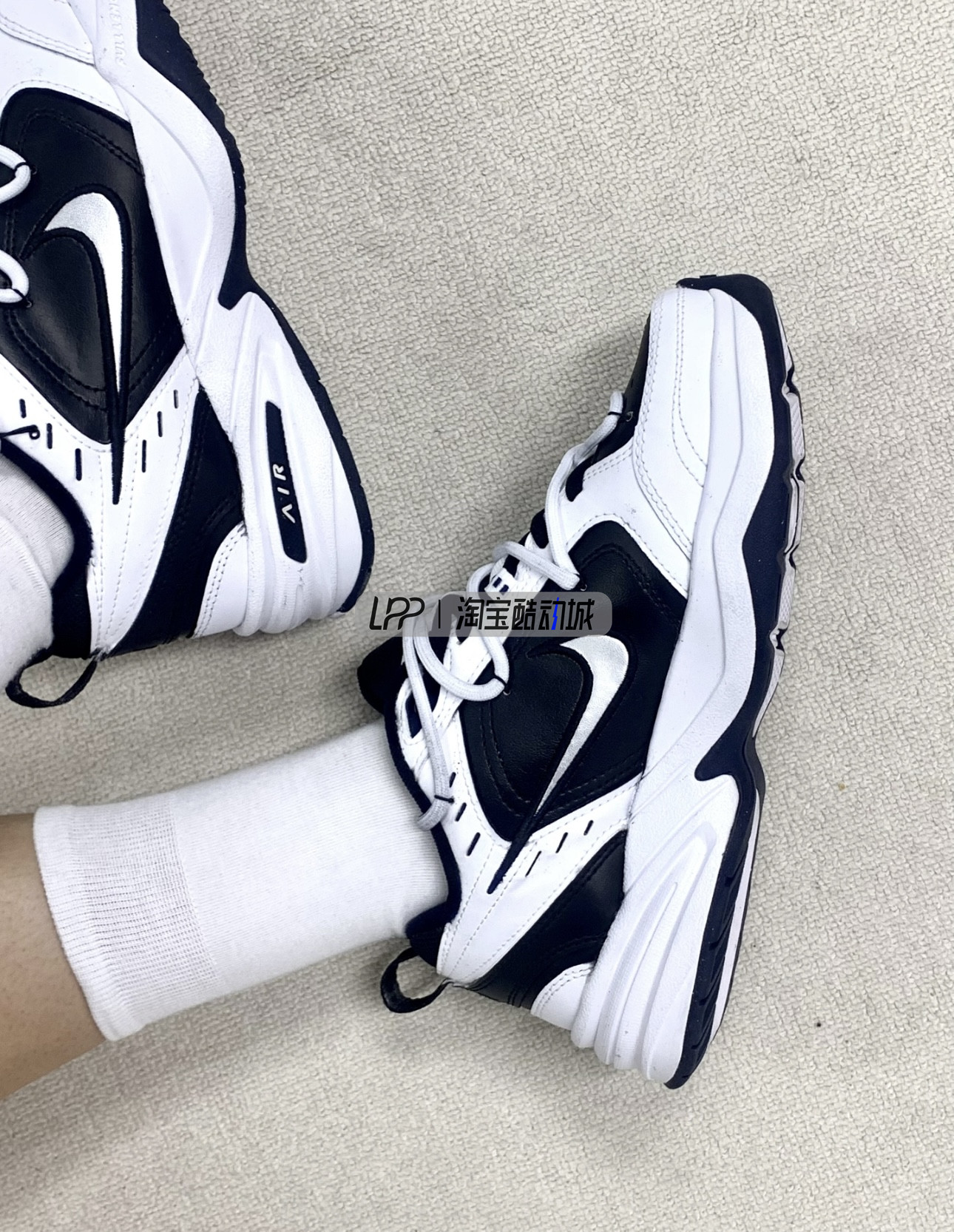 LPP定制球鞋 Nike Air Monarch 4 黑白熊猫男孩极简风男女老爹鞋