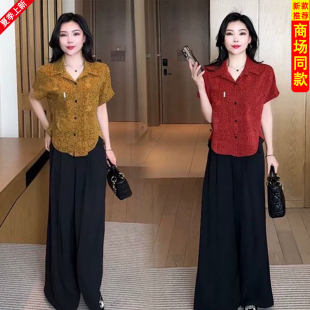 2026新款夏季薄款垂感冰丝衬衫女短袖大码胖mm遮肉显瘦雪纺小衫
